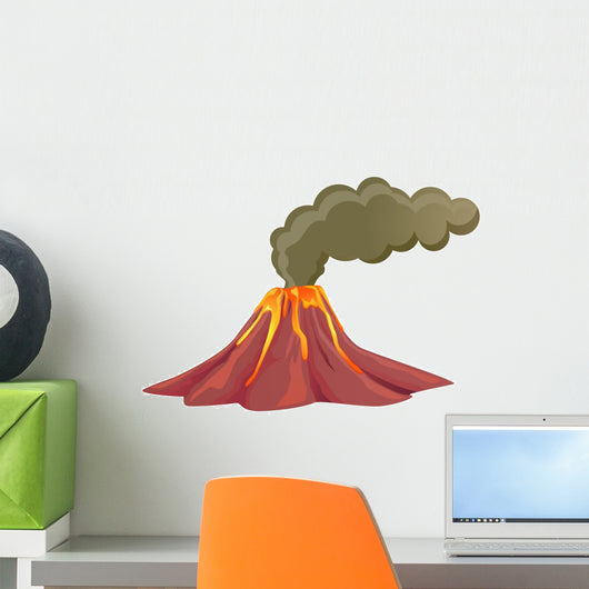 Smoking Volcano with Lava Wall Decal