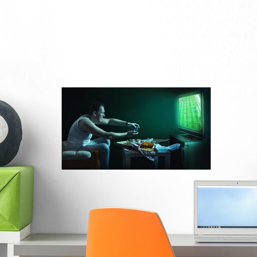 Mann Spielt Videospiele Auf Wall Decal