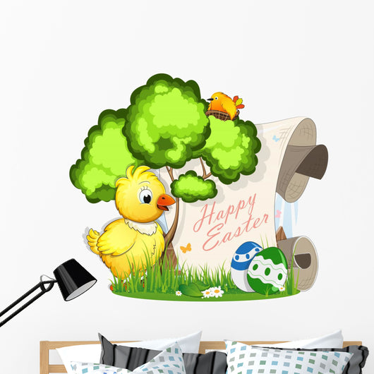 Chicken and Easter Eggs Wall Decal