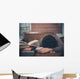 Tired Student Surrounded Books Wall Decal
