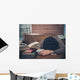 Tired Student Surrounded Books Wall Decal