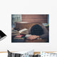 Tired Student Surrounded Books Wall Decal