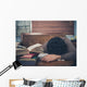 Tired Student Surrounded Books Wall Decal