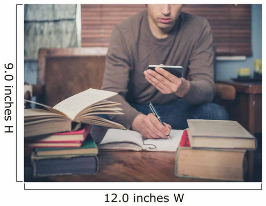 Man Studying and Using Wall Decal