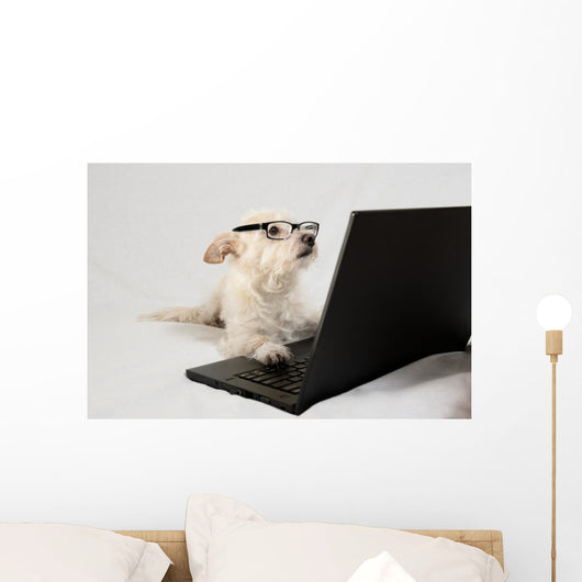 Terrier Wearing Glasses and Wall Decal