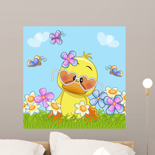 Duck with Flowers Wall Decal