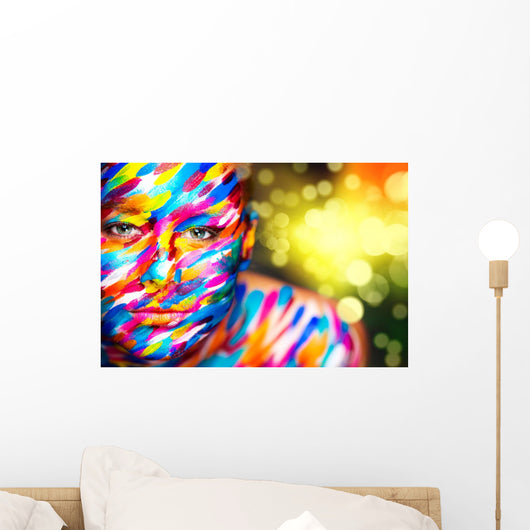 Portrait Bright Beautiful Girl Wall Decal Design 2
