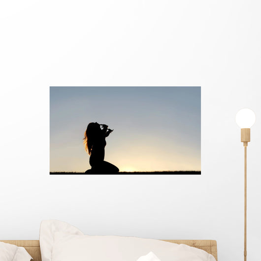 Silhouette Woman Kneeling Prayer Wall Decal Design 2