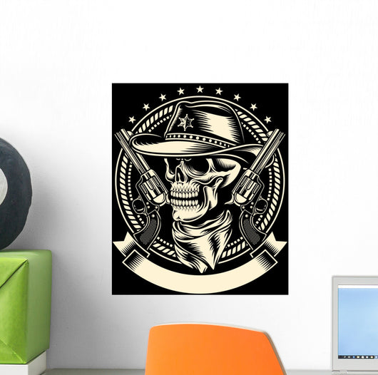 Cowboy Skull with Handguns Wall Decal