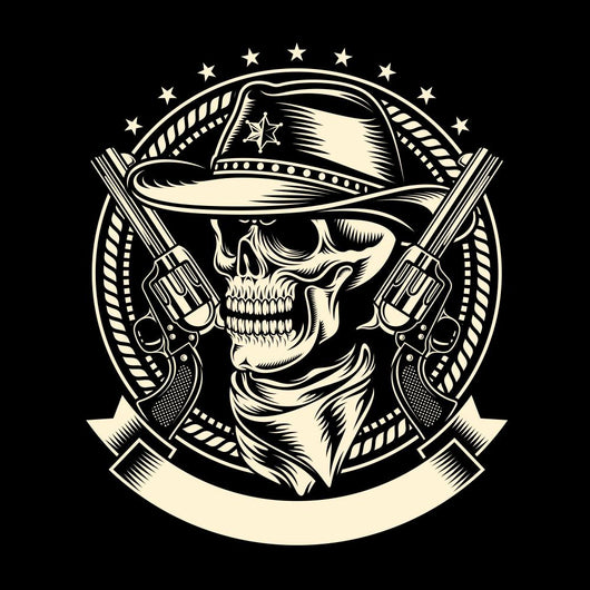 Cowboy Skull with Handguns Wall Decal