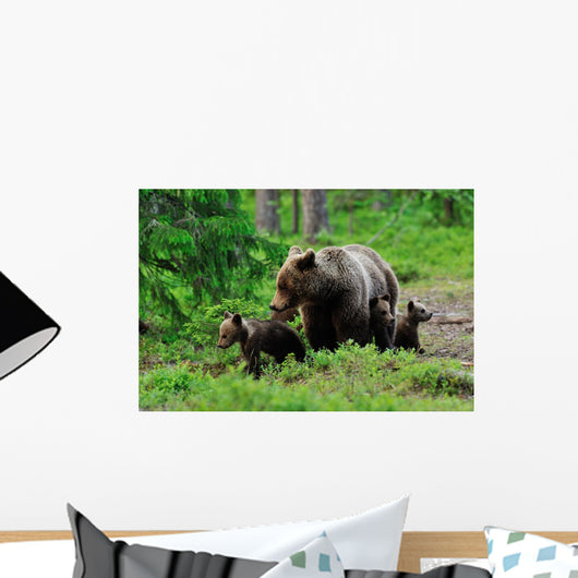 Brown Bear with Cubs Wall Decal