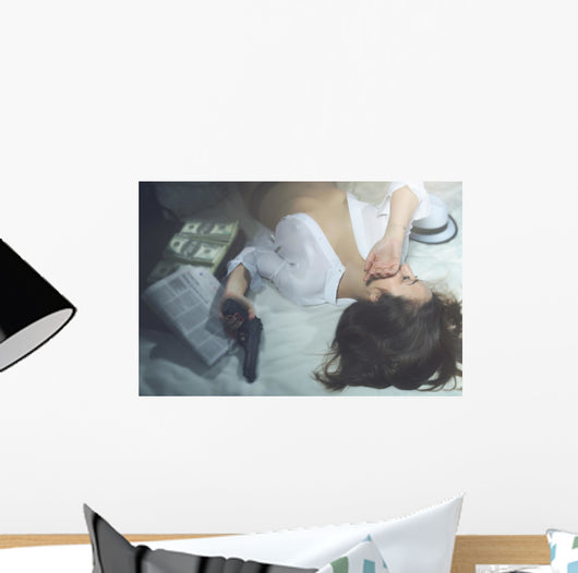 Girl Hotel Room with Wall Decal