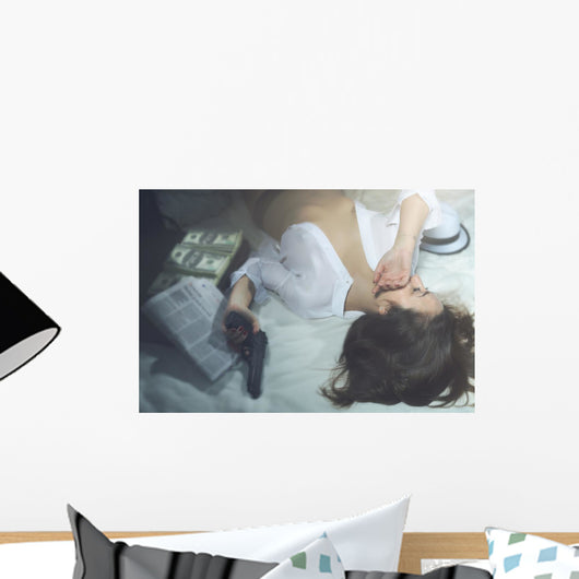 Girl Hotel Room with Wall Decal