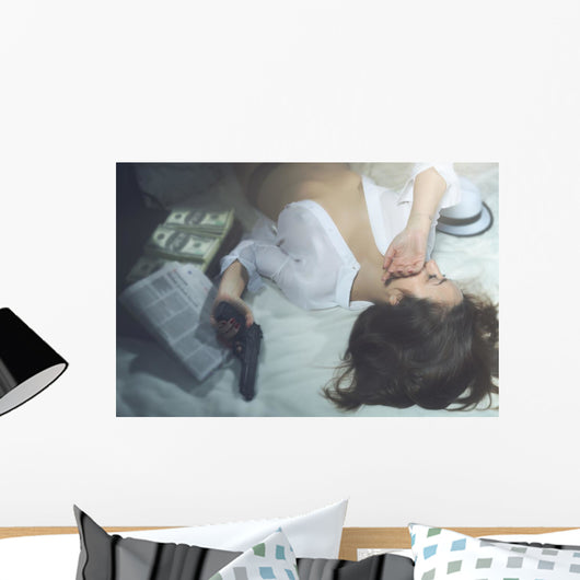 Girl Hotel Room with Wall Decal