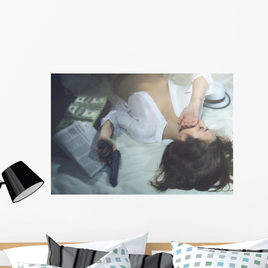 Girl Hotel Room with Wall Decal