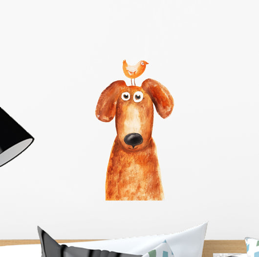 Dog with Chicken Head Wall Decal