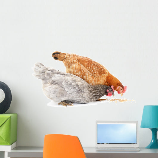 Two Hens and Grains Wall Decal