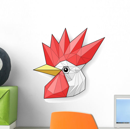 Cock Low Polygon Linear Wall Decal