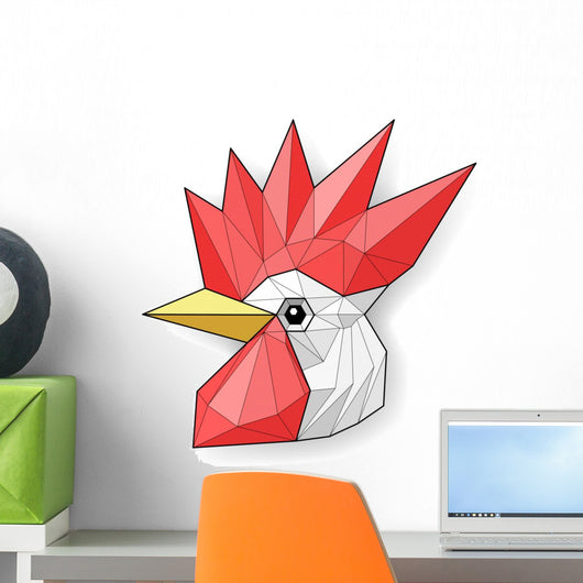 Cock Low Polygon Linear Wall Decal