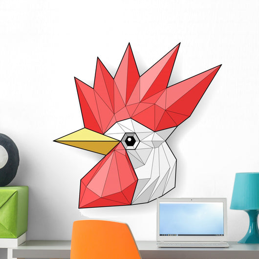 Cock Low Polygon Linear Wall Decal