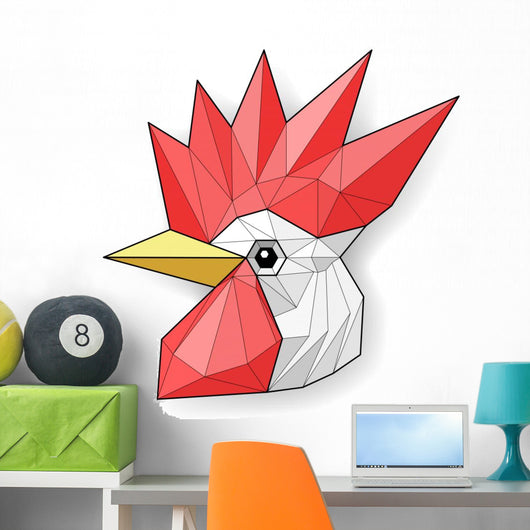 Cock Low Polygon Linear Wall Decal