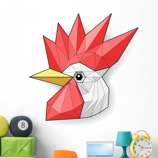 Cock Low Polygon Linear Wall Decal