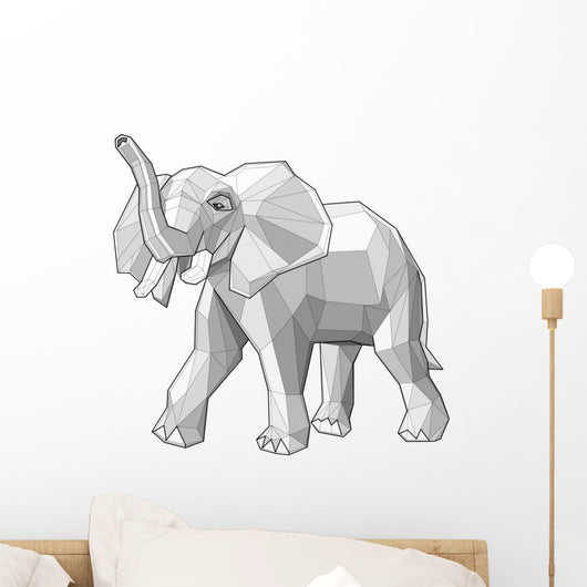 Elephant Low Polygon Linear Wall Decal
