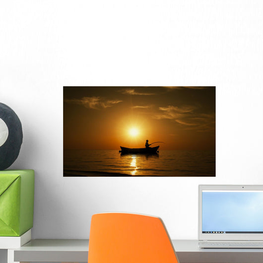Fishing Boat and Fisher Wall Decal