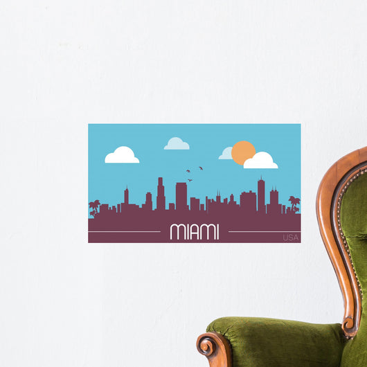 Miami USA Skyline Silhouette Wall Decal
