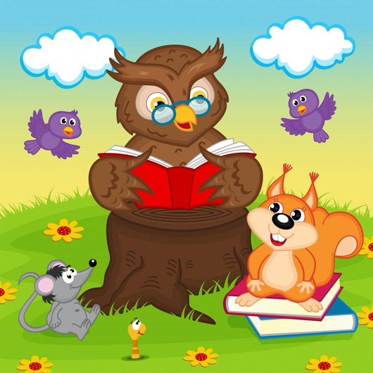 Owl Reading Book for Wall Decal