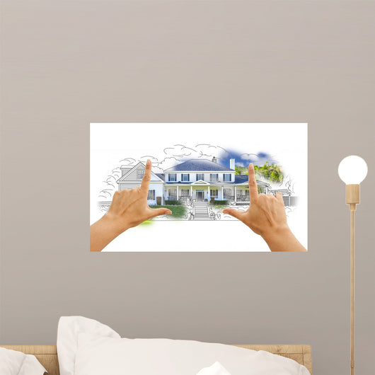 Hands Framing House Drawing Wall Decal