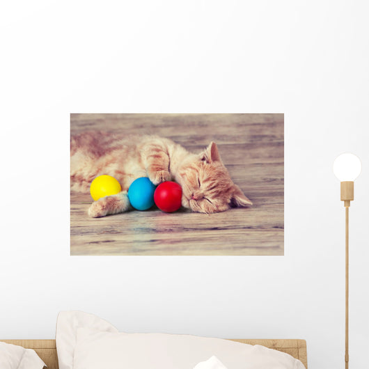 Little Red Kitten Sleeping Wall Decal