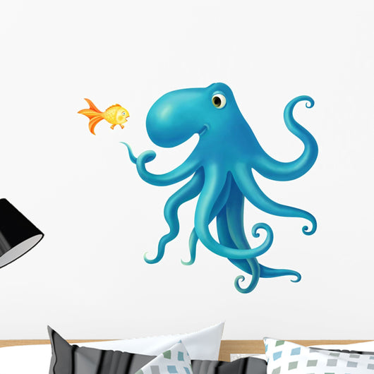 Illustration with Friendly Octopus Wall Decal