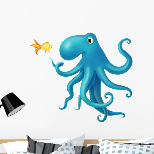 Illustration with Friendly Octopus Wall Decal