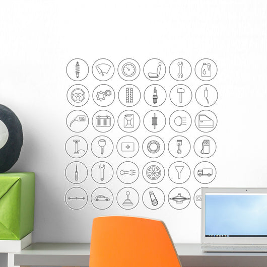 Car Parts Icons Wall Decal