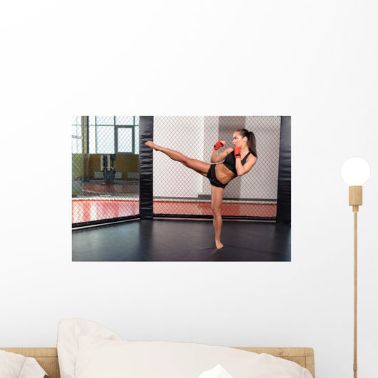 Female Boxer Fighting Ring Wall Decal