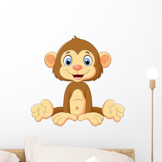 Cartoon Cute Monkey Sitting Wall Decal Design 2