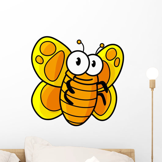 Yellow Spotted Butterfly Cartoon Wall Decal