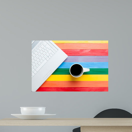 Cup Coffee with Laptop Wall Decal