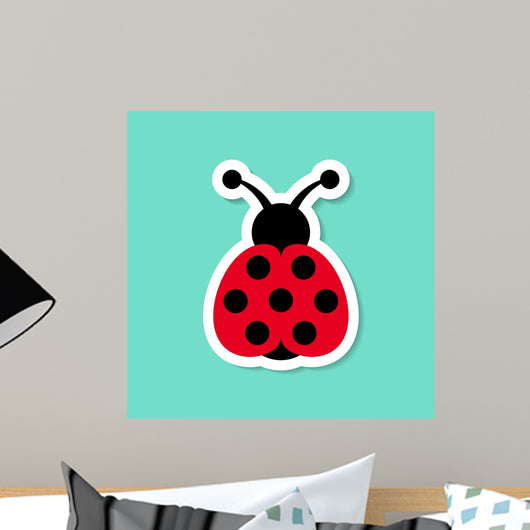 Seven Spot Ladybird Label Wall Decal