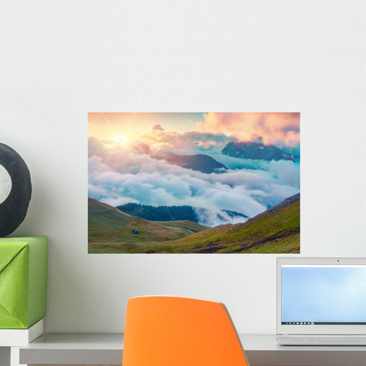 Colorful Summer Sunrise Foggy Wall Decal