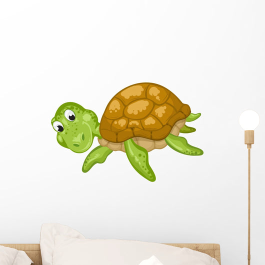 Cute Sea Turtle Cartoon Wall Decal