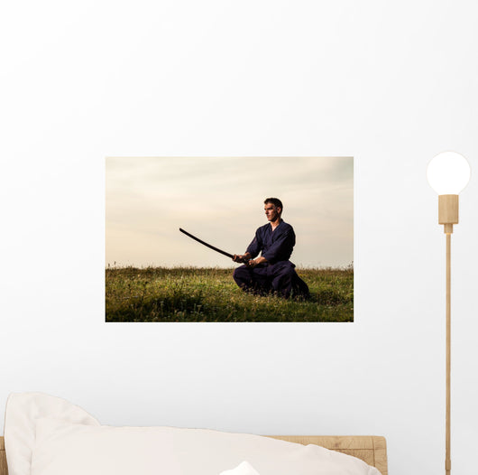 Kendo Fighter Holding Bokuto Wall Decal