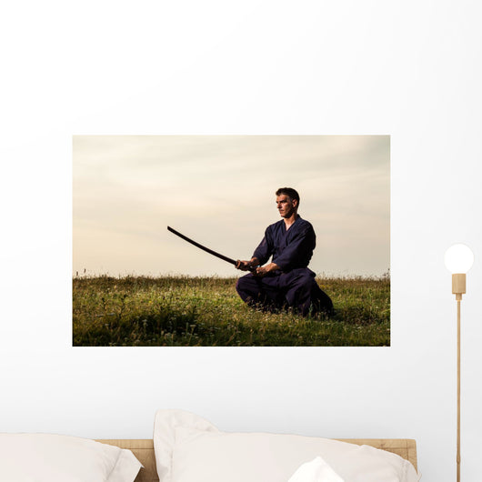 Kendo Fighter Holding Bokuto Wall Decal
