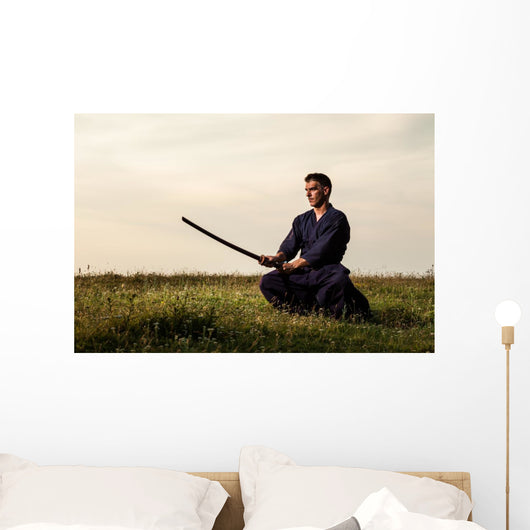 Kendo Fighter Holding Bokuto Wall Decal