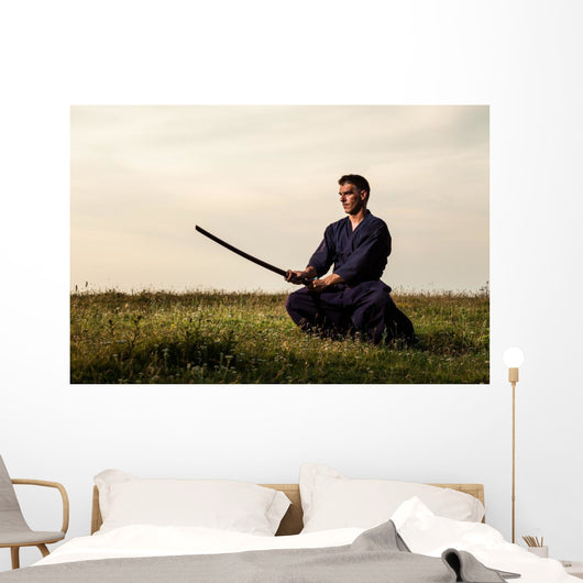 Kendo Fighter Holding Bokuto Wall Decal