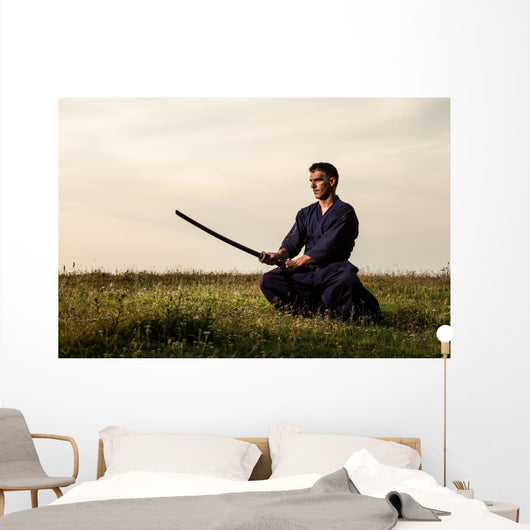 Kendo Fighter Holding Bokuto Wall Decal