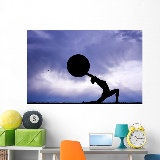 Pilates Silhouette Sunset Wall Decal