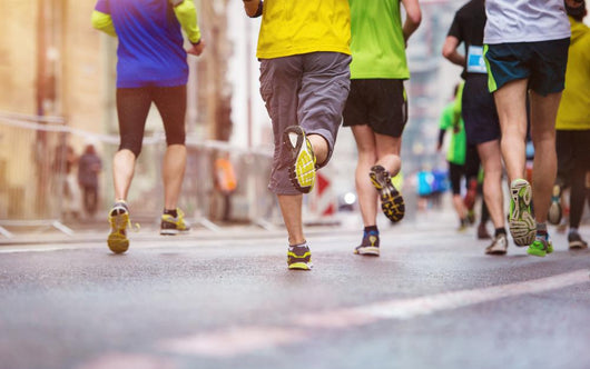 Unrecognizable Young Runners City Wall Decal Design 1