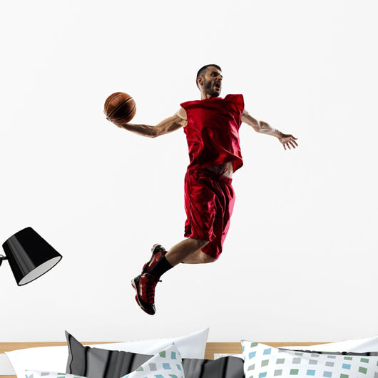 Basketball Player Action White Wall Decal